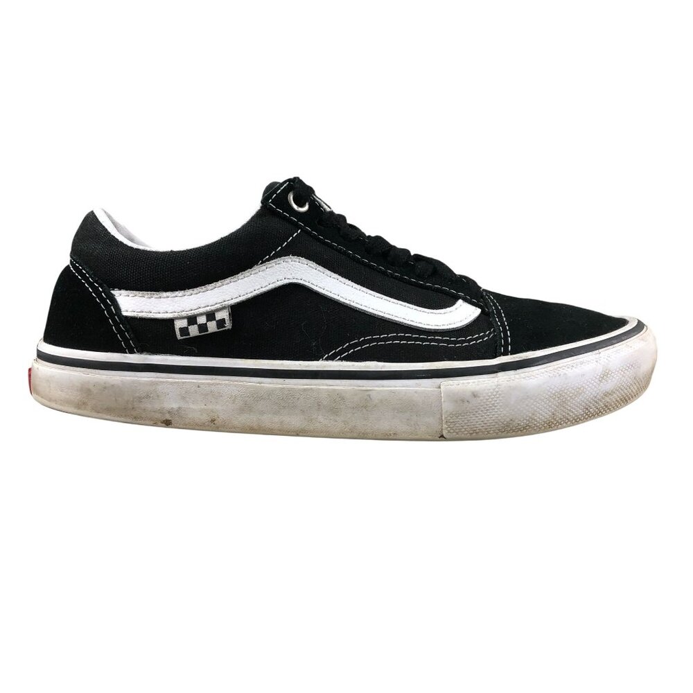 Vans Men's Size 7.5 Old Skool Black White Lace-Up Low Top Skate Sneakers FAIR